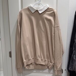 Brandy Melville Beige Sweater with White Collar